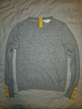 Boden Gray Knit Sweater with Yellow Accent